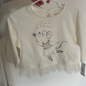 Carter's White Mouse Ballerina Long Sleeve Tee